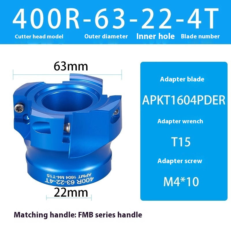 2084-Aluminum cutterhead fast feed flying cutterhead milling cutterhead right angle 45 degree milling cutterhead round nose milling cutterhead 400RKM12 Shandong Denso Pricision Tools Co.,Ltd.