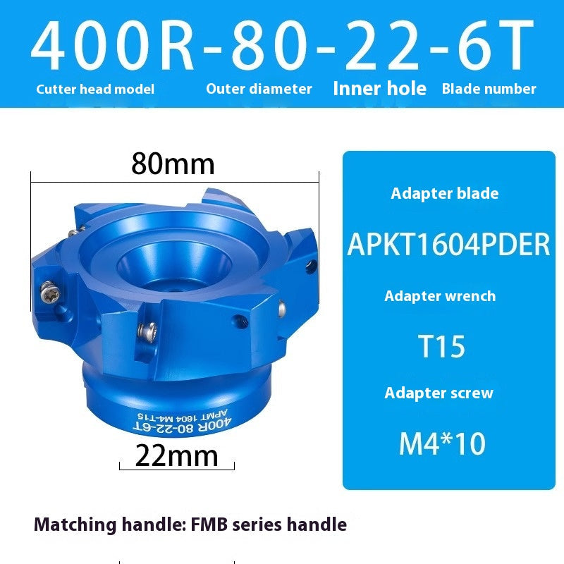2084-Aluminum cutterhead fast feed flying cutterhead milling cutterhead right angle 45 degree milling cutterhead round nose milling cutterhead 400RKM12 Shandong Denso Pricision Tools Co.,Ltd.