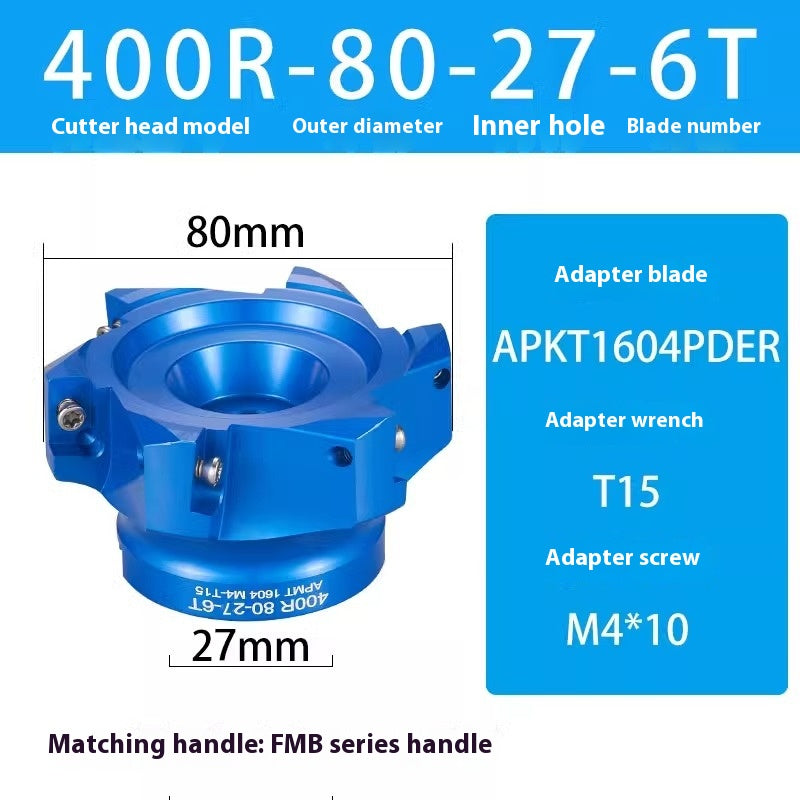 2084-Aluminum cutterhead fast feed flying cutterhead milling cutterhead right angle 45 degree milling cutterhead round nose milling cutterhead 400RKM12 Shandong Denso Pricision Tools Co.,Ltd.