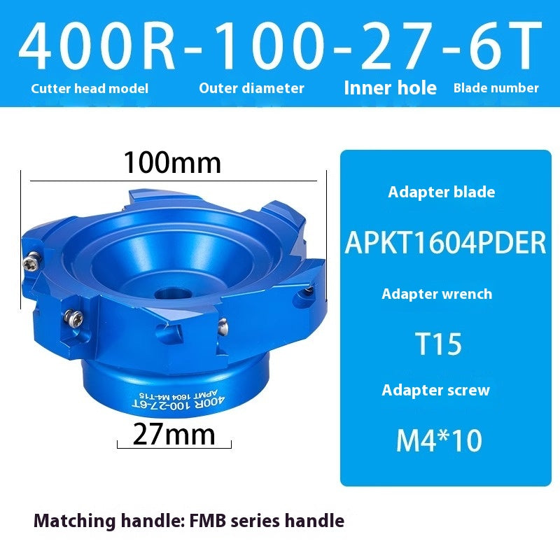 2084-Aluminum cutterhead fast feed flying cutterhead milling cutterhead right angle 45 degree milling cutterhead round nose milling cutterhead 400RKM12 Shandong Denso Pricision Tools Co.,Ltd.