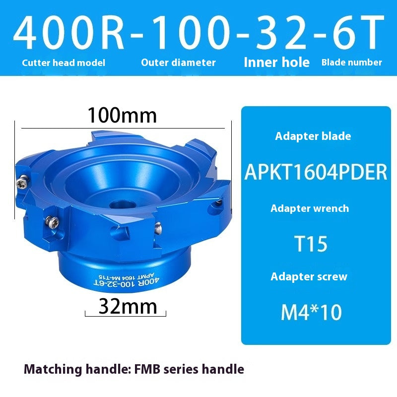 2084-Aluminum cutterhead fast feed flying cutterhead milling cutterhead right angle 45 degree milling cutterhead round nose milling cutterhead 400RKM12 Shandong Denso Pricision Tools Co.,Ltd.