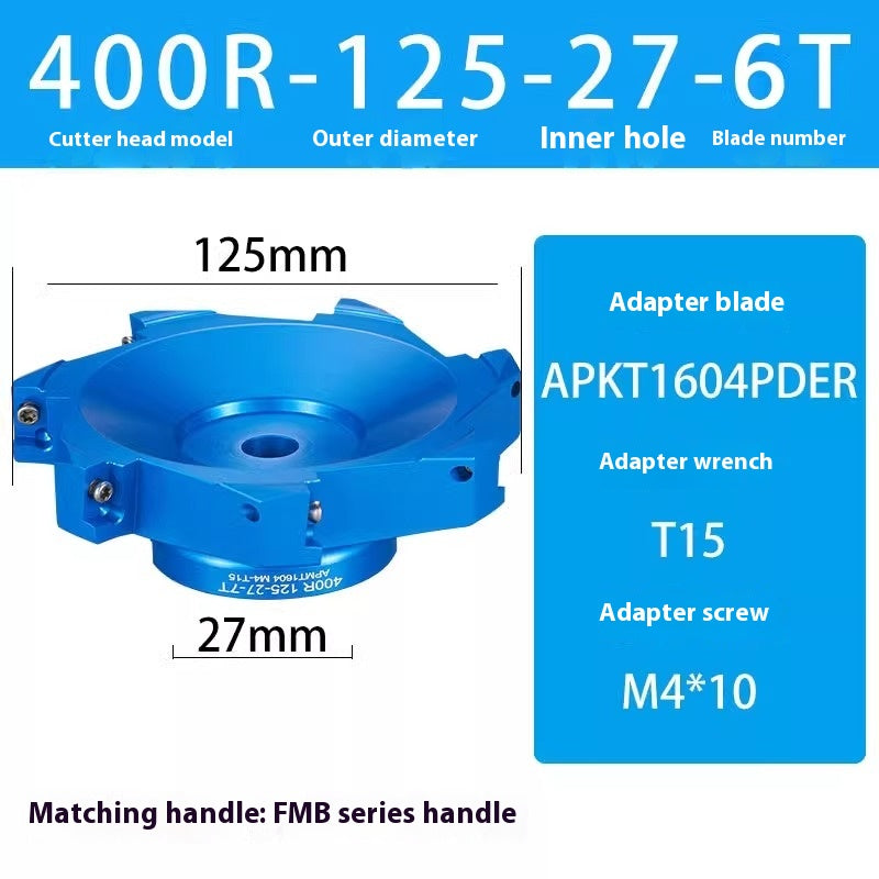 2084-Aluminum cutterhead fast feed flying cutterhead milling cutterhead right angle 45 degree milling cutterhead round nose milling cutterhead 400RKM12 Shandong Denso Pricision Tools Co.,Ltd.