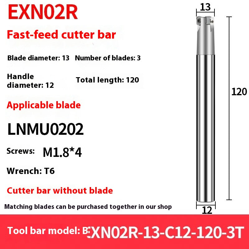2069-EXN02R Small-diameter fast-feed milling cutter bar machining center double-sided LNMU0202 small diameter rough cutter holder is shock-resistant Shandong Denso Pricision Tools Co.,Ltd.