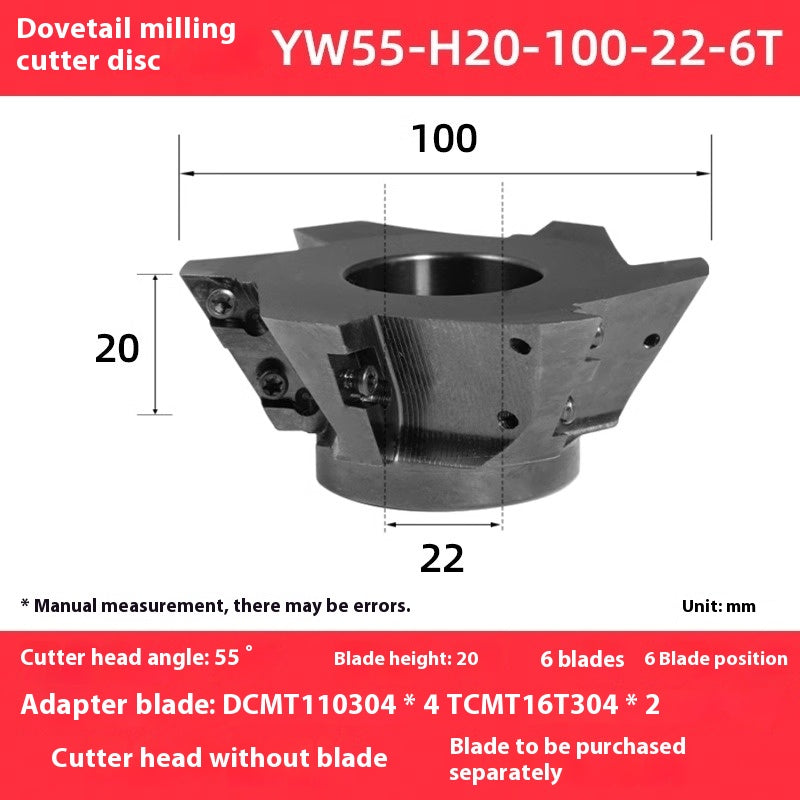 2088-CNC dovetail slotting cutterhead DCWR cleaning dovetail V-slot milling cutter disc TCWR inner hole dovetail cutterhead 55 degrees 60 Shandong Denso Pricision Tools Co.,Ltd.