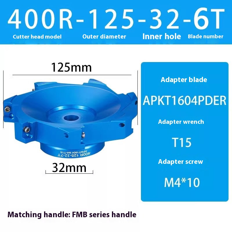 2084-Aluminum cutterhead fast feed flying cutterhead milling cutterhead right angle 45 degree milling cutterhead round nose milling cutterhead 400RKM12 Shandong Denso Pricision Tools Co.,Ltd.