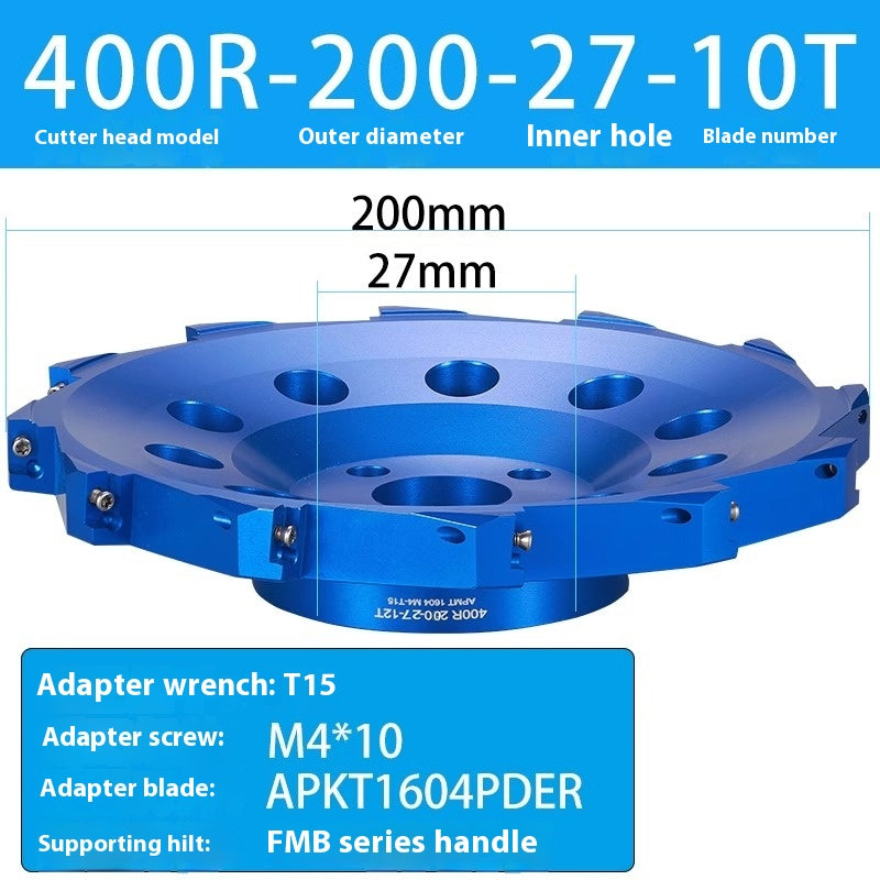 2084-Aluminum cutterhead fast feed flying cutterhead milling cutterhead right angle 45 degree milling cutterhead round nose milling cutterhead 400RKM12 Shandong Denso Pricision Tools Co.,Ltd.