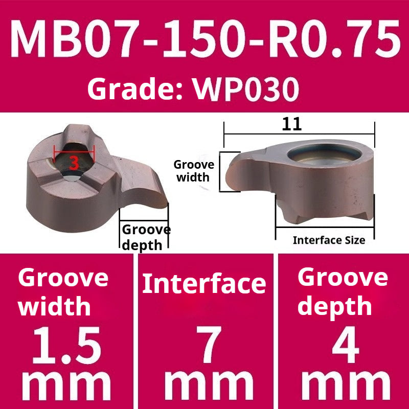 1008-CNC Bore Deep Grooving Inserts Small Hole Grooving Comma Inserts Insert Bar MB-05GR/07GR/09GR Rounded Corner Shandong Denso Pricision Tools Co.,Ltd.