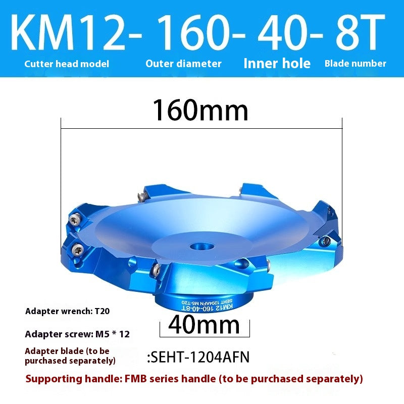 2084-Aluminum cutterhead fast feed flying cutterhead milling cutterhead right angle 45 degree milling cutterhead round nose milling cutterhead 400RKM12 Shandong Denso Pricision Tools Co.,Ltd.