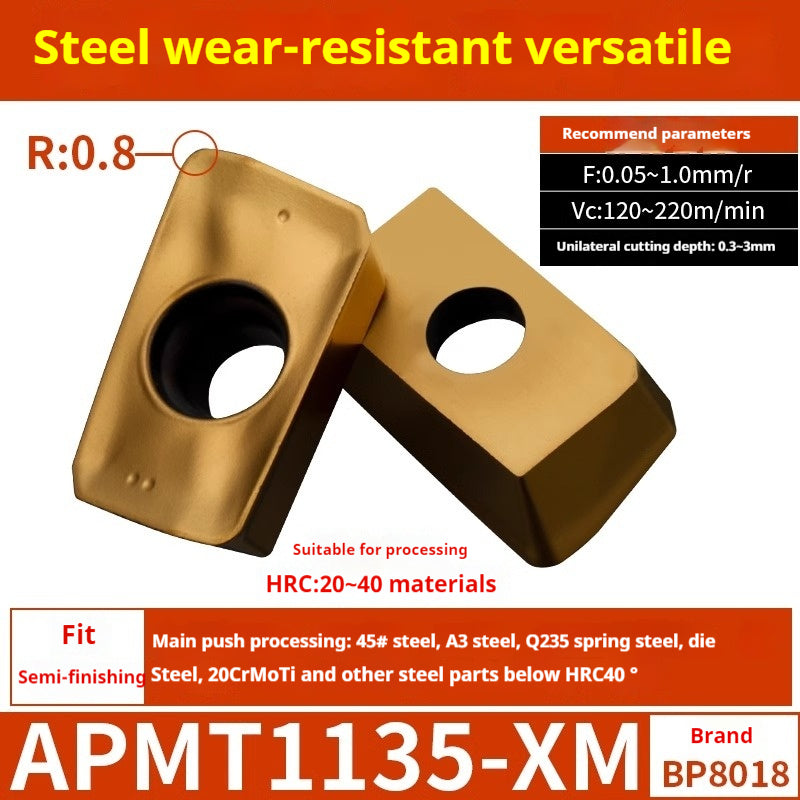 2037-CNC milling cutter APMT1135 special carbide 1604 milling cutter for cast iron r0.8 rough milling coated inserts Shandong Denso Pricision Tools Co.,Ltd.