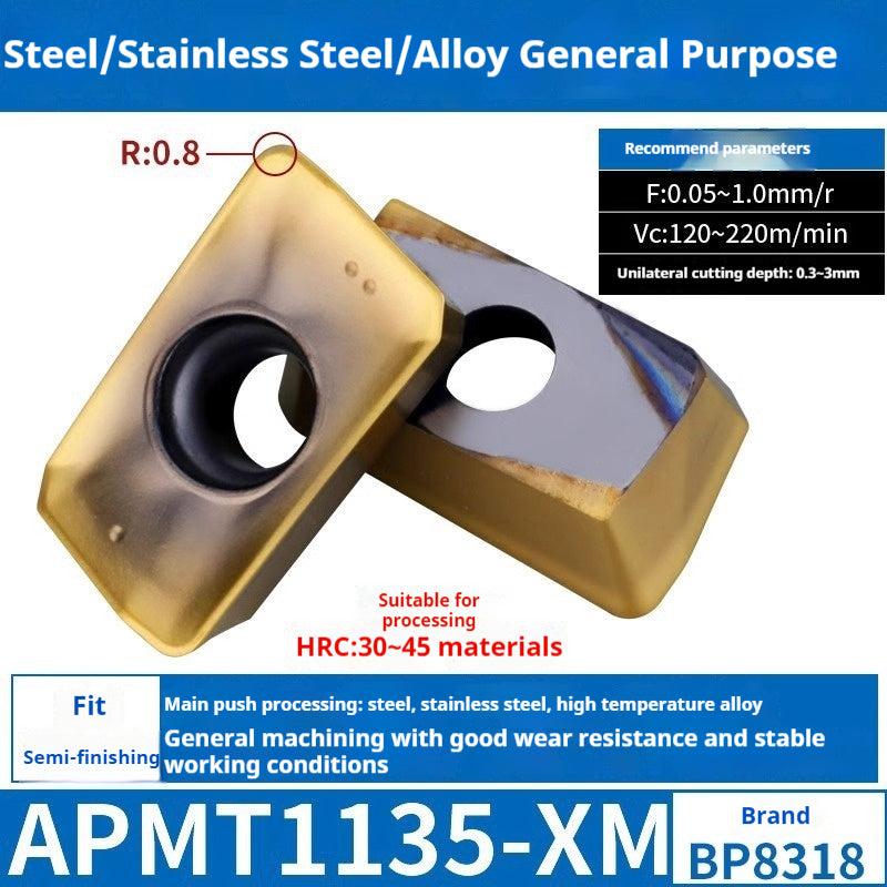 2037-CNC milling cutter APMT1135 special carbide 1604 milling cutter for cast iron r0.8 rough milling coated inserts Shandong Denso Pricision Tools Co.,Ltd.