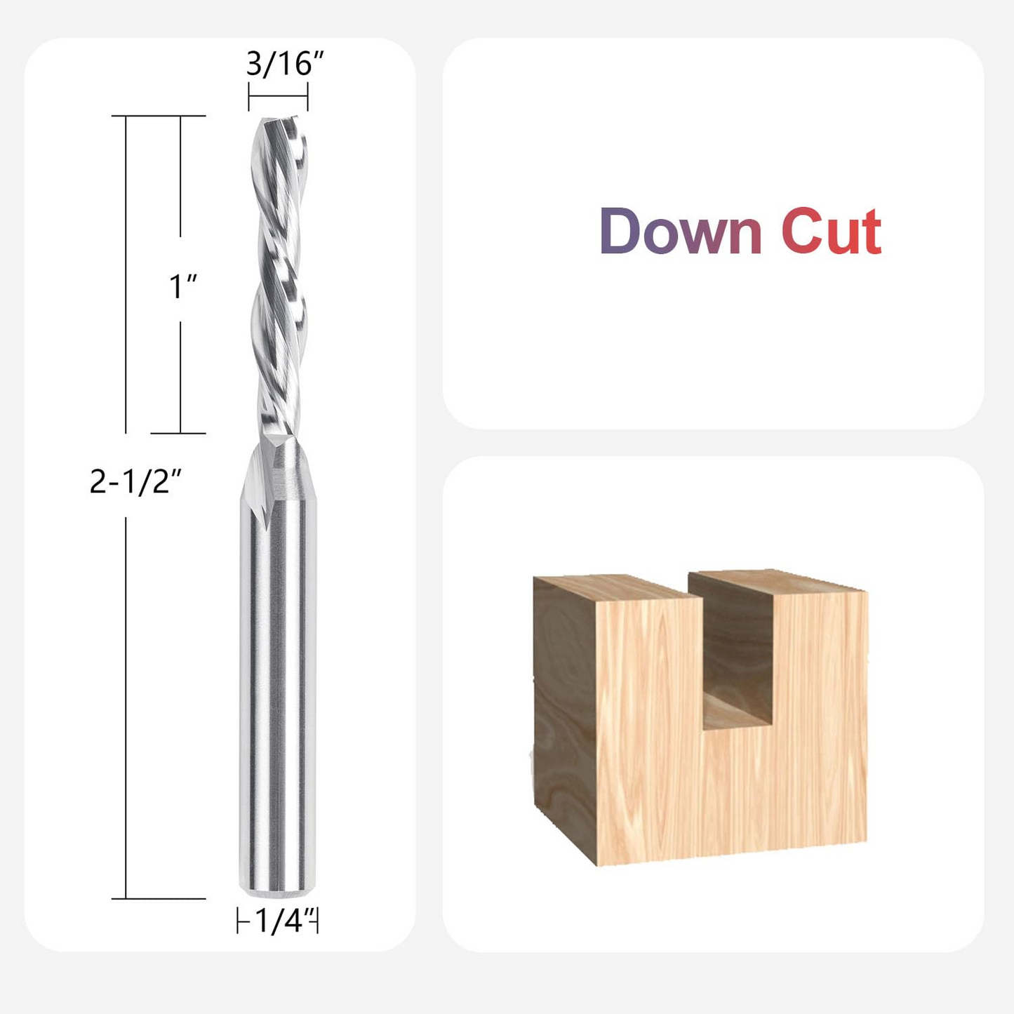 3/16" Cutting Diameter Downcut Spiral Router Bit 1/4" Shank Carbide End Mill CNC Wood Router Bits for Slotting TrimmingShank Carbide End Mill CNC Wood Router Bits for Slotting Trimming