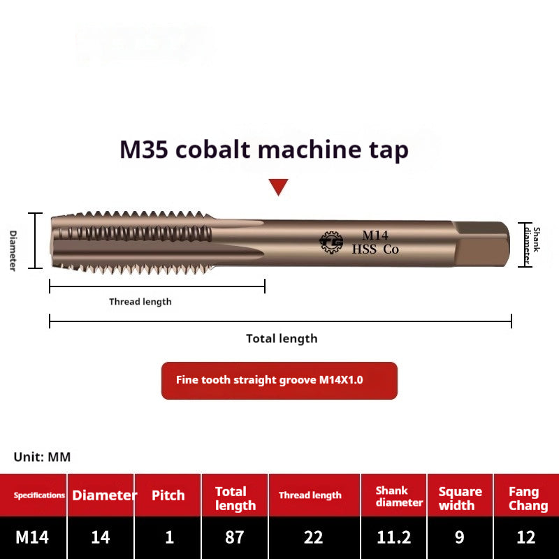 2122-M35 straight groove tap containing cobalt stainless steel, special fine tooth coarse tooth machine, tapping drill bit tool wire Shandong Denso Pricision Tools Co.,Ltd.