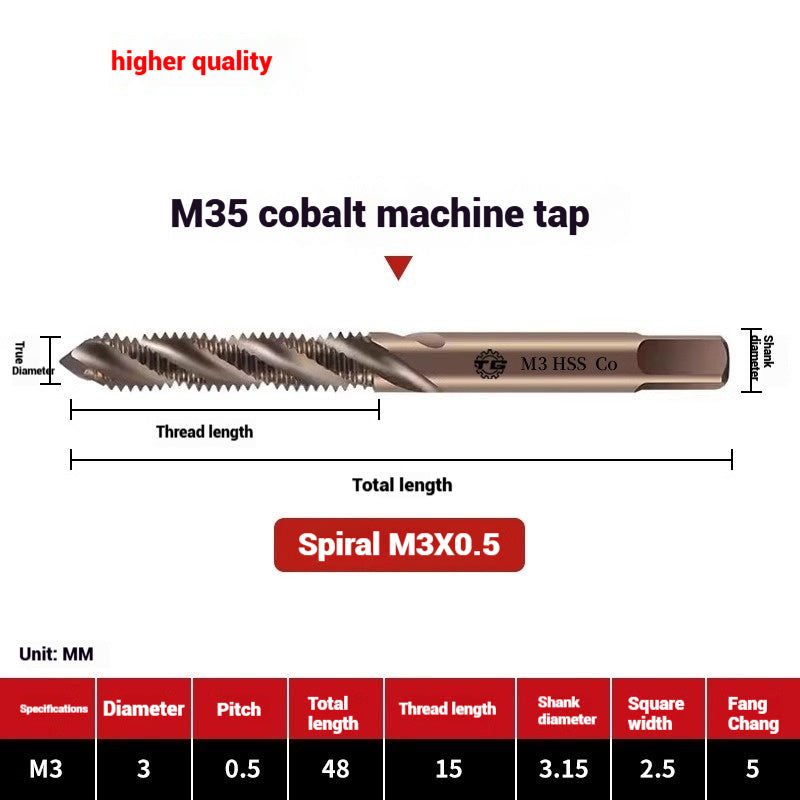 1084-M35 cobalt taps machine use high speed steel stainless steel special taps straight groove spiral apex backtapping taps Shandong Denso Pricision Tools Co.,Ltd.
