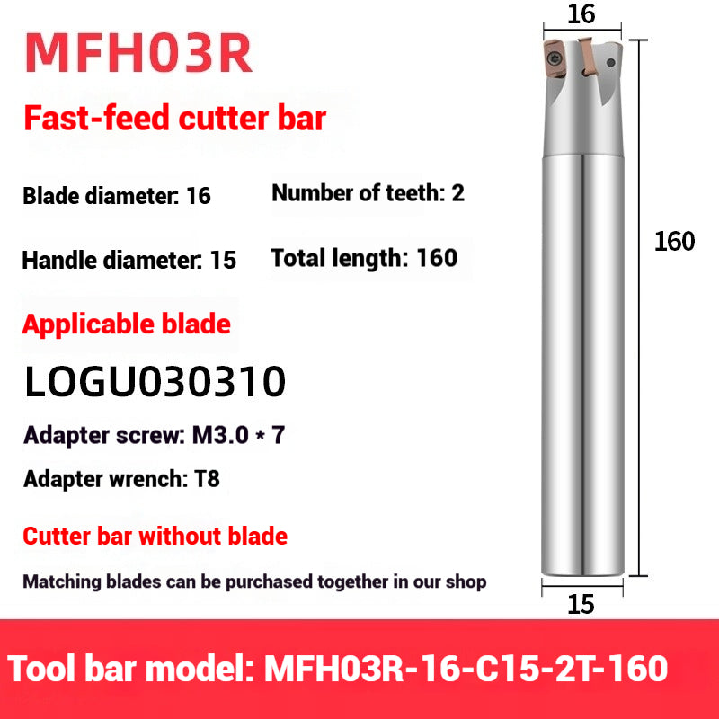 1052-MFH03R double-sided fast feed milling cutter bar KYOCERA LOGU030310 milling cutter bar high speed open coarse end milling cutter bar Shandong Denso Pricision Tools Co.,Ltd.