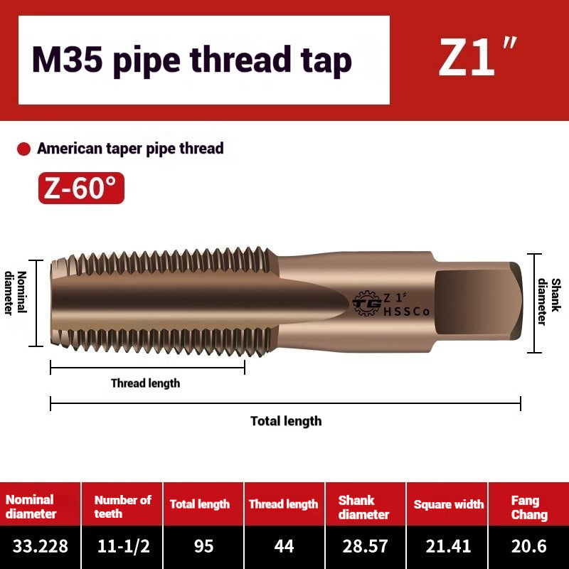 1092-Pipe Thread Tap Cobalt Water Pipe Thread Tap Cylindrical Cone Column G1/4 Thread 1/2 min npt Inch Tap Shandong Denso Pricision Tools Co.,Ltd.
