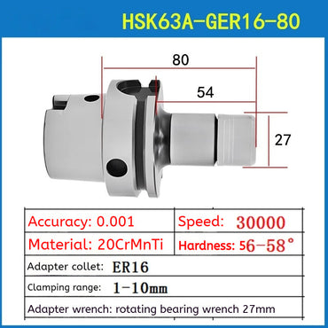10012 HSK63A high speed tool holder CNC machining center CNC tool holder HSK GER16 20 25 32 high precision tool holder Shandong Denso Pricision Tools Co.,Ltd.