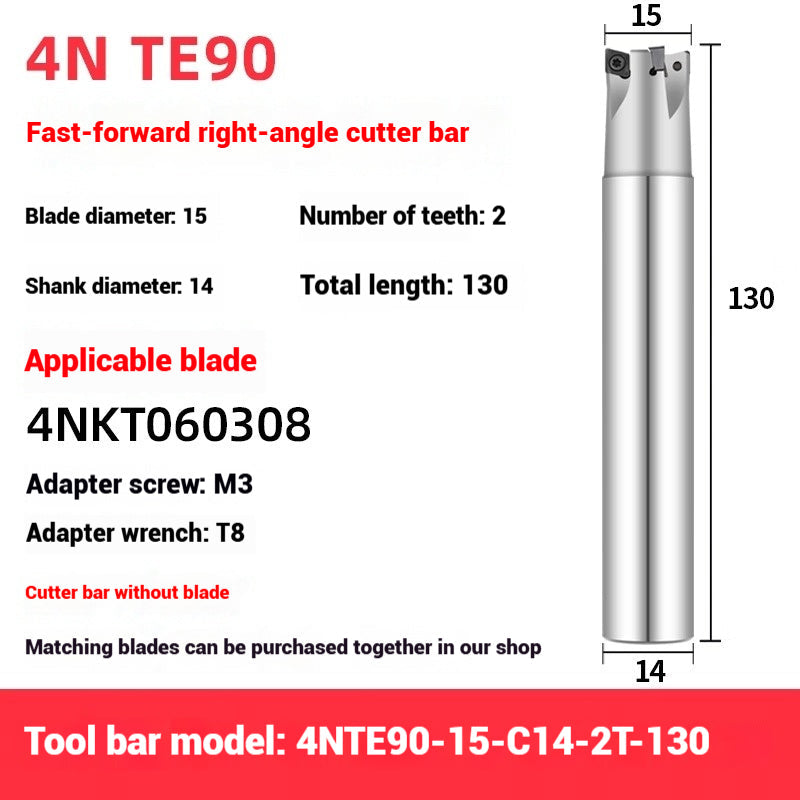 1051-TE90 fast feed milling cutter shank 90 degree right angle square shoulder milling cutter shank 4NKT060308 fast feed milling cutter blade replace 1135 Shandong Denso Pricision Tools Co.,Ltd.