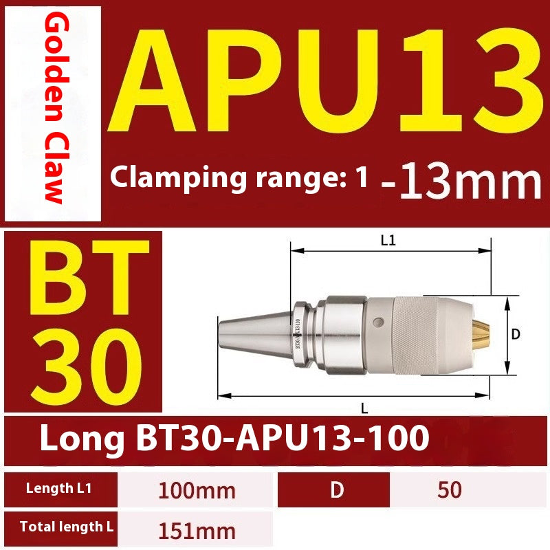 1077-APU one-piece self-tightening drill chuck BT30/BT40/BT50-APU08/13/16 drill bits straight shank milling cutter bits Shandong Denso Pricision Tools Co.,Ltd.