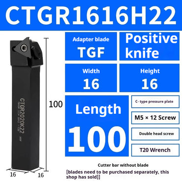 1001-Platen type vertical shallow groove tool bar CTGR1616H22/2020K22/2525M22 with TGF43R blade Shandong Denso Pricision Tools Co.,Ltd.
