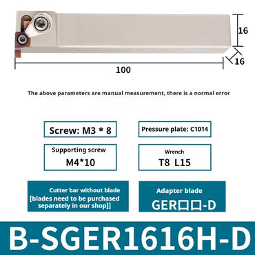 1004-Small diameter face groove cutter SGEL1616H-D B-SGER1616H-D7-shaped face groove cutter bar with GER blade Shandong Denso Pricision Tools Co.,Ltd.