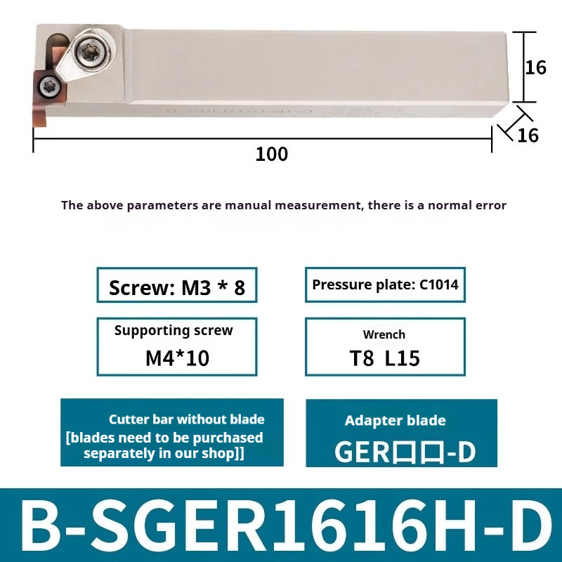 1004-Small diameter face groove cutter SGEL1616H-D B-SGER1616H-D7-shaped face groove cutter bar with GER blade Shandong Denso Pricision Tools Co.,Ltd.