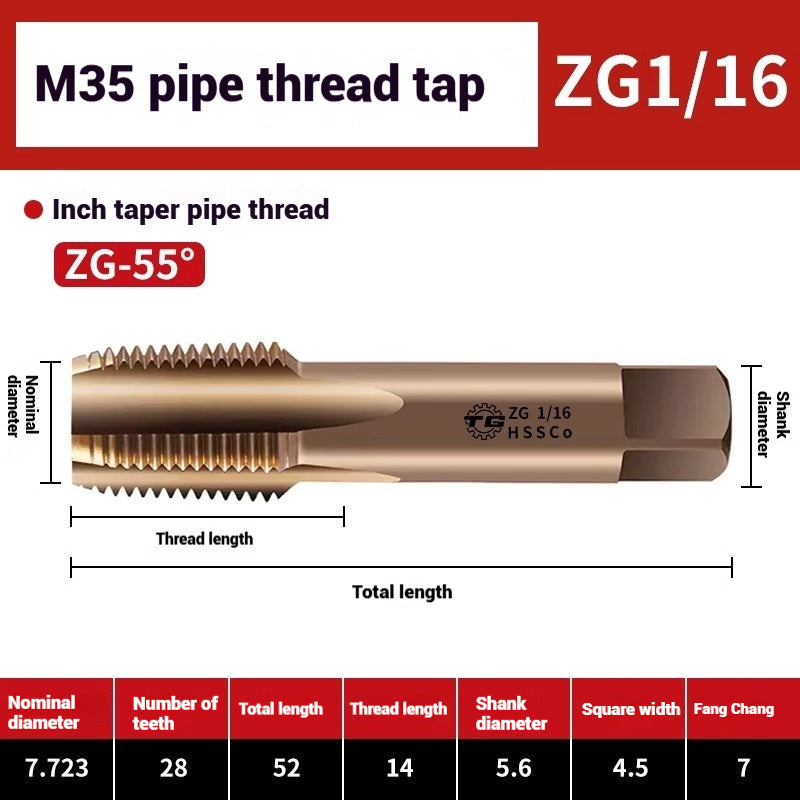 1092-Pipe Thread Tap Cobalt Water Pipe Thread Tap Cylindrical Cone Column G1/4 Thread 1/2 min npt Inch Tap Shandong Denso Pricision Tools Co.,Ltd.