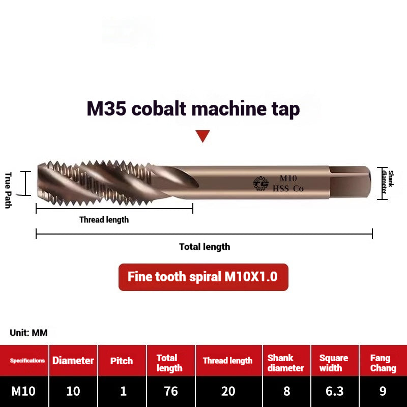 1094-M35 cobalt spiral tap machine tapping stainless steel fine teeth copper iron aluminum m3m4m5 Shandong Denso Pricision Tools Co.,Ltd.