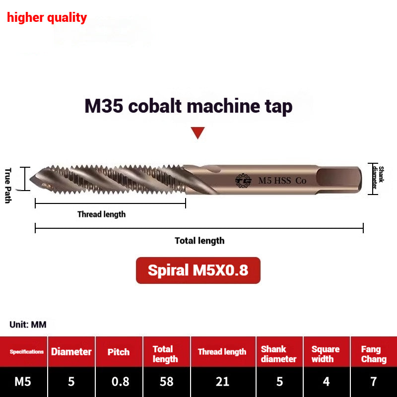 1084-M35 cobalt taps machine use high speed steel stainless steel special taps straight groove spiral apex backtapping taps Shandong Denso Pricision Tools Co.,Ltd.