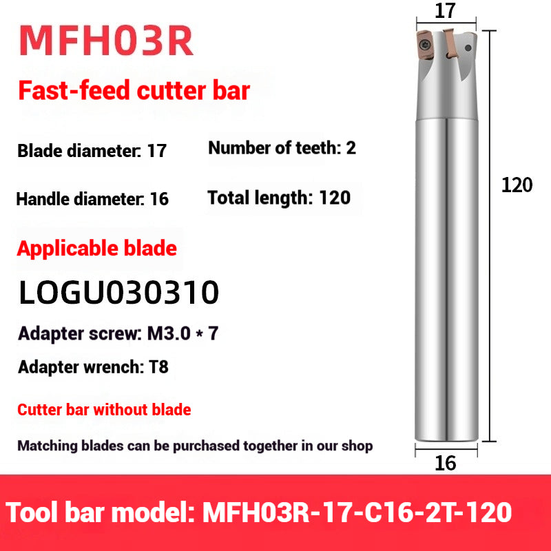 1052-MFH03R double-sided fast feed milling cutter bar KYOCERA LOGU030310 milling cutter bar high speed open coarse end milling cutter bar Shandong Denso Pricision Tools Co.,Ltd.