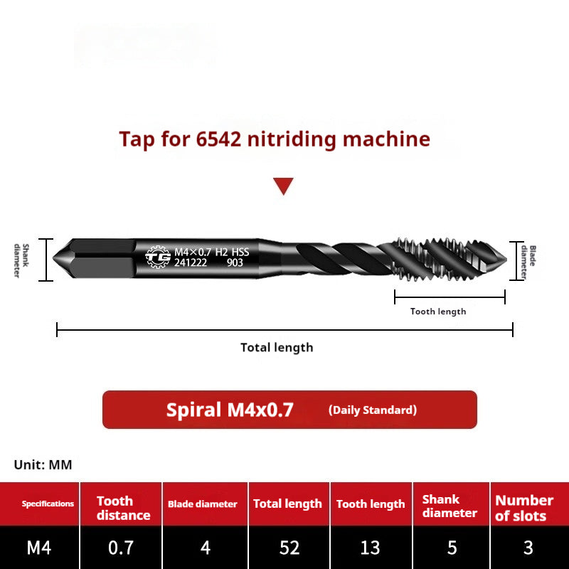 2113-6542 Nitriding Machine Taps, Japanese Standard Screw Tips, National Standard Tip Spiral Thread Tapping Groove, Stainless Steel Tapping Tap Shandong Denso Pricision Tools Co.,Ltd.