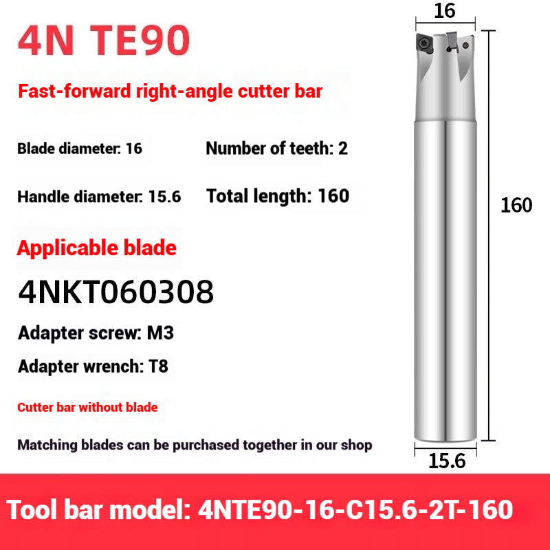 1051-TE90 fast feed milling cutter shank 90 degree right angle square shoulder milling cutter shank 4NKT060308 fast feed milling cutter blade replace 1135 Shandong Denso Pricision Tools Co.,Ltd.
