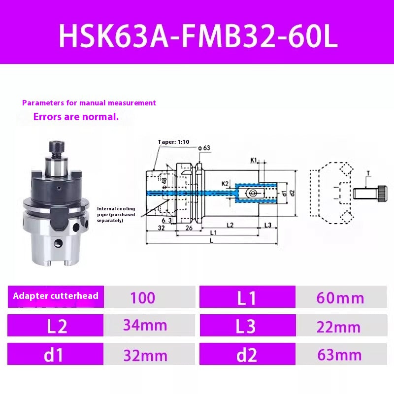 2101- HSK63A-FMB face mill shank face water 50A HSK63A-FMB22 27 3240 face mill shank Shandong Denso Pricision Tools Co.,Ltd.