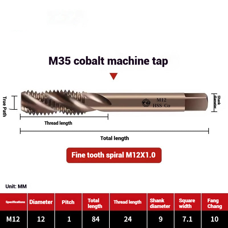 1094-M35 cobalt spiral tap machine tapping stainless steel fine teeth copper iron aluminum m3m4m5 Shandong Denso Pricision Tools Co.,Ltd.