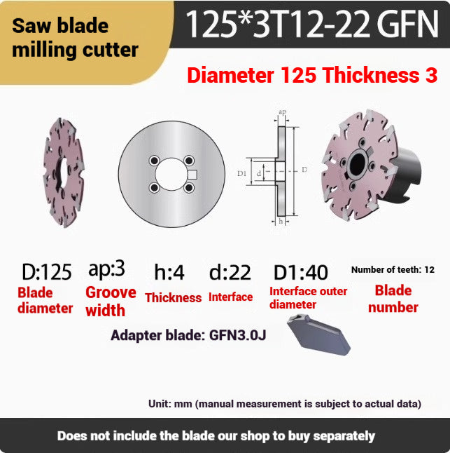 1050-JP Saw Blade Router Bar T-slot Router Plate Ultra-thin Side Cutting Triple Edge Milling Cutter ISCAR GFN Series 2mm3mm Shandong Denso Pricision Tools Co.,Ltd.