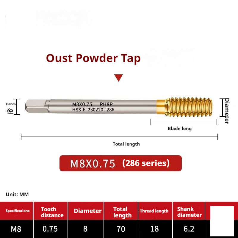 2118-Through hole extrusion tap powder metallurgy high speed steel M1-M12 coarse tooth fine tooth stainless steel tapping Shandong Denso Pricision Tools Co.,Ltd.