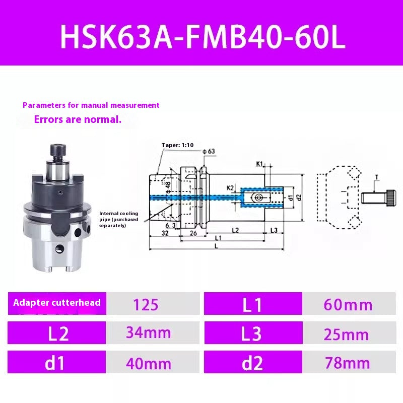2101- HSK63A-FMB face mill shank face water 50A HSK63A-FMB22 27 3240 face mill shank Shandong Denso Pricision Tools Co.,Ltd.