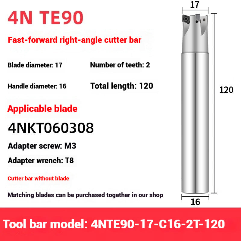 1051-TE90 fast feed milling cutter shank 90 degree right angle square shoulder milling cutter shank 4NKT060308 fast feed milling cutter blade replace 1135 Shandong Denso Pricision Tools Co.,Ltd.