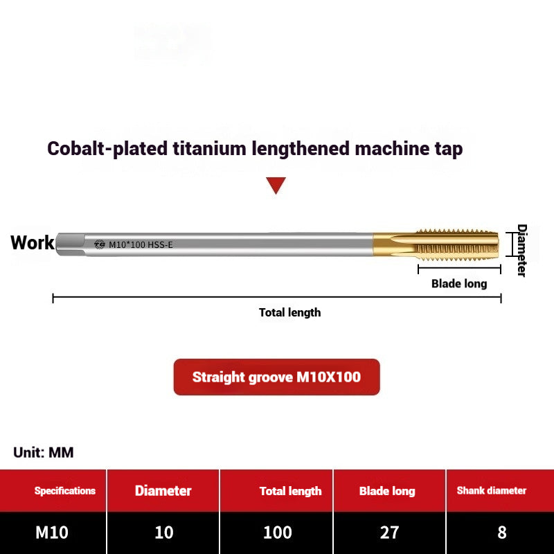 1091-Extended titanium-plated tapsCobalt-plated straight flute tapsSpiral stainless steel tappingHigh-speed steel machine taps Shandong Denso Pricision Tools Co.,Ltd.
