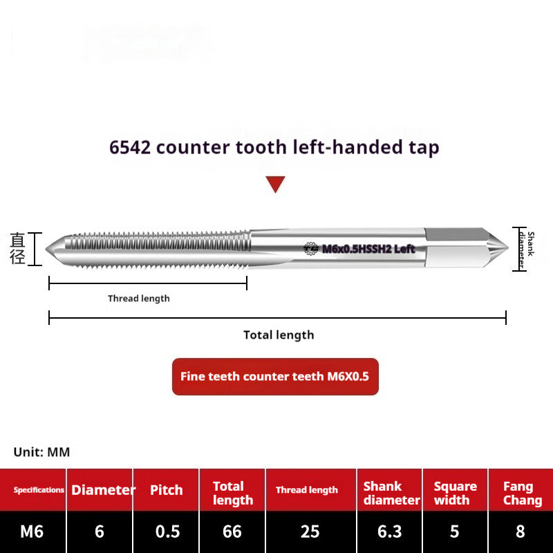 2112-M2 reverse thread machine with tap stainless steel special left tooth straight groove tap, left rotary wire tap, high-speed steel tapping Shandong Denso Pricision Tools Co.,Ltd.