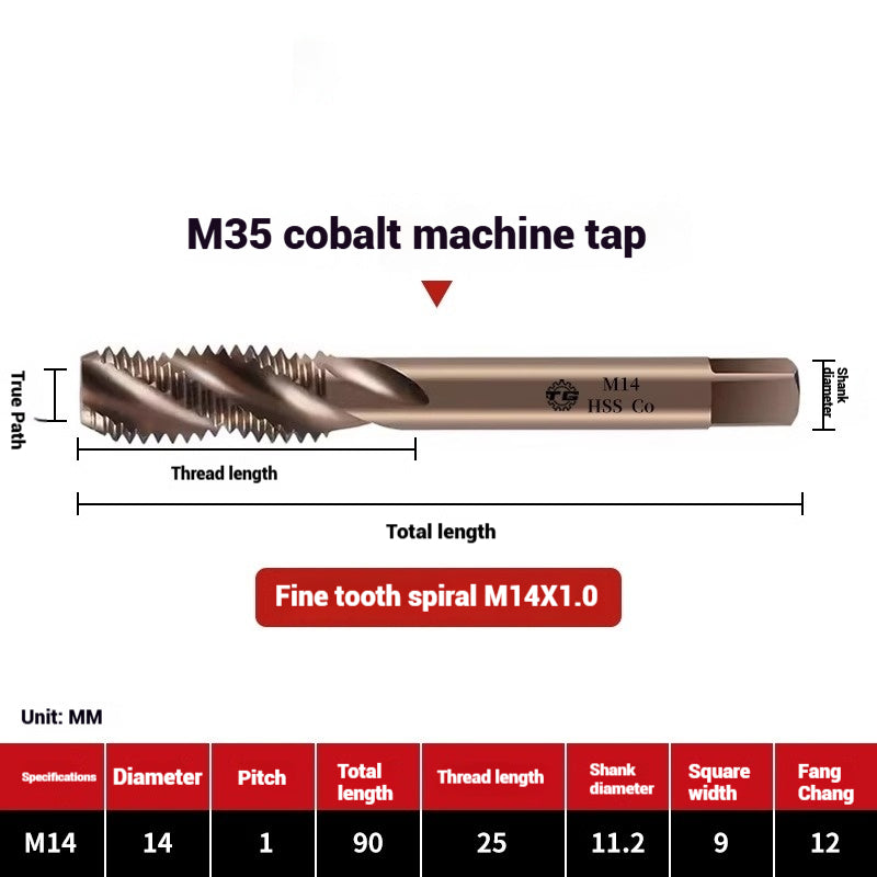 1094-M35 cobalt spiral tap machine tapping stainless steel fine teeth copper iron aluminum m3m4m5 Shandong Denso Pricision Tools Co.,Ltd.
