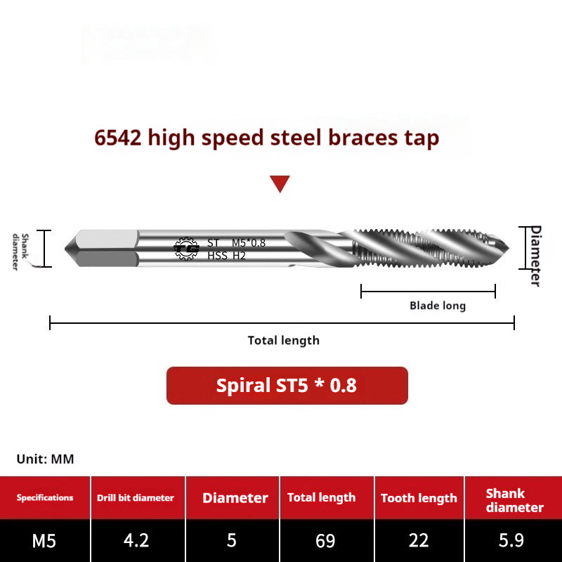 2114-6542 High Speed Steel Braces Taps ST Straight Groove Taps Thread Sheath Braces Tapping Screw Sleeve Installation Tool Shandong Denso Pricision Tools Co.,Ltd.