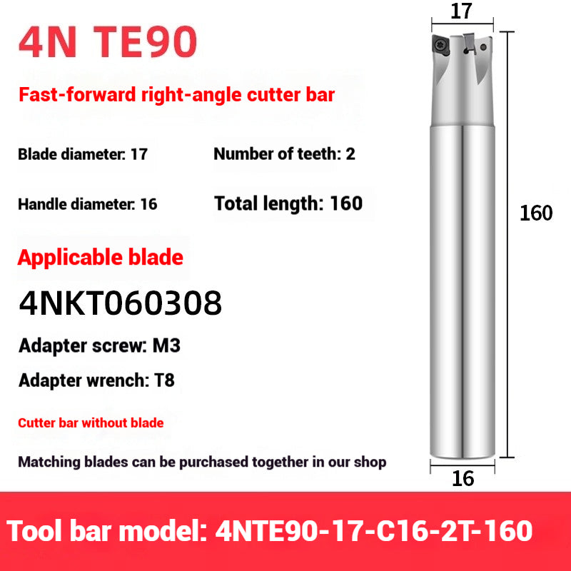 1051-TE90 fast feed milling cutter shank 90 degree right angle square shoulder milling cutter shank 4NKT060308 fast feed milling cutter blade replace 1135 Shandong Denso Pricision Tools Co.,Ltd.