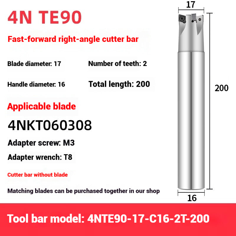1051-TE90 fast feed milling cutter shank 90 degree right angle square shoulder milling cutter shank 4NKT060308 fast feed milling cutter blade replace 1135 Shandong Denso Pricision Tools Co.,Ltd.