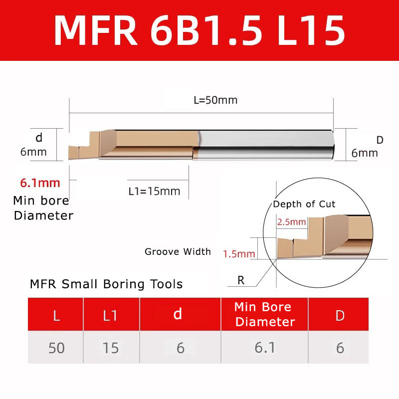 4051 MFR tungsten steel end face slot cutter, small diameter inner hole boring cutter, hard integral alloy small hole end face CNC MFL turning tool holder Shandong Denso Pricision Tools Co.,Ltd.