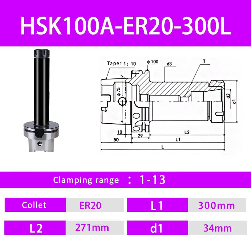 HSK100A ER Flexible Collet Toolholders ER Spring Collet Toolholders Shandong Denso Pricision Tools Co.,Ltd.