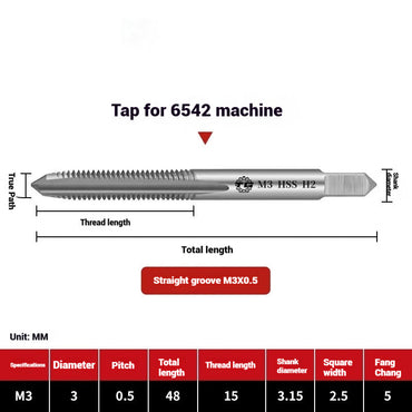 1095-Machine taps straight flute taps tapping high-speed steel fine teeth tapping drill bit m5m6m8m10m12 Shandong Denso Pricision Tools Co.,Ltd.