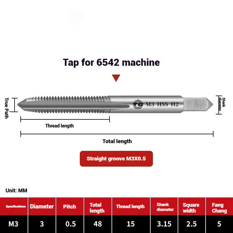 1095-Machine taps straight flute taps tapping high-speed steel fine teeth tapping drill bit m5m6m8m10m12 Shandong Denso Pricision Tools Co.,Ltd.