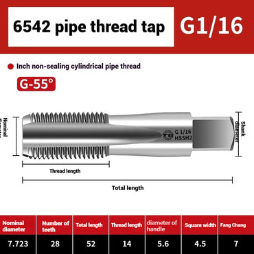 1099-Plumbing Tap Faucet Pipe Thread Repair Tap 6542 High Speed Steel G1/8 1/4 1/2 3/4 Shandong Denso Pricision Tools Co.,Ltd.