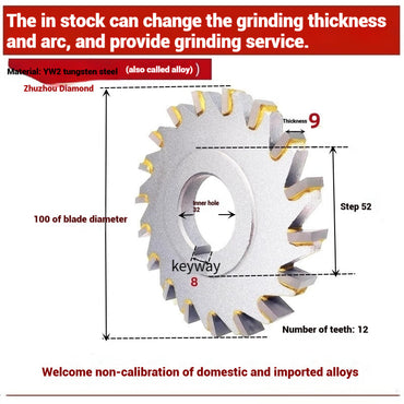 1057-Alloy three-face milling cutter can be customized tungsten steel 63 80 100 125 YW2 steel parts milling slot welding disk cutter Shandong Denso Pricision Tools Co.,Ltd.