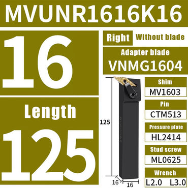 3025-CNC 95 degree external turning tool MVUNR/L 2020K16/2525M16